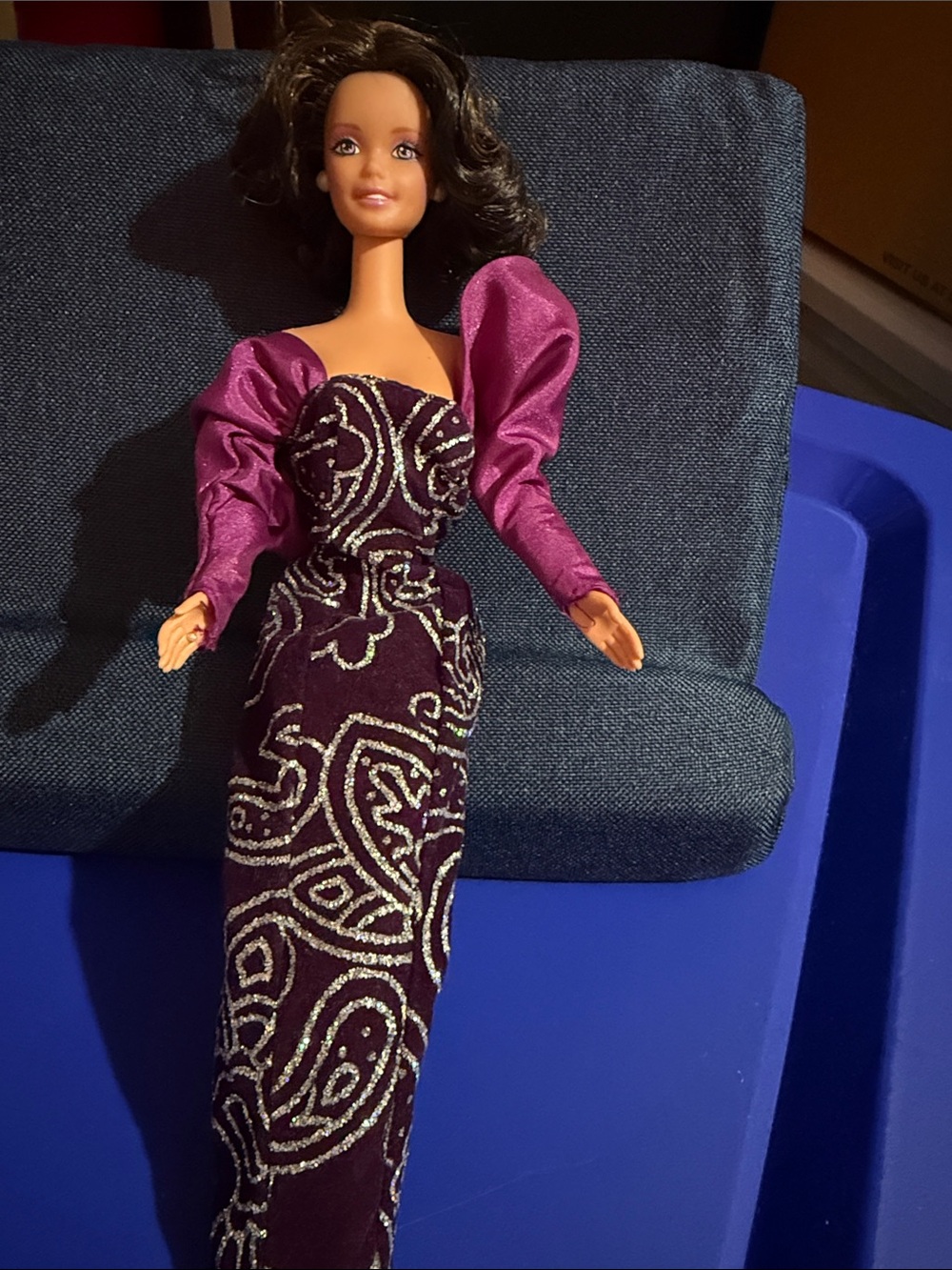 Beautiful, Rare, vintage Barbie Doll in Purple Glittering Evening Dress